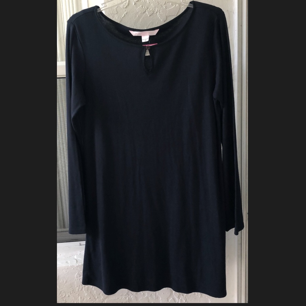 NWT VS BLACK COTTON KEYHOLE LONG SLEEVE DRESS S